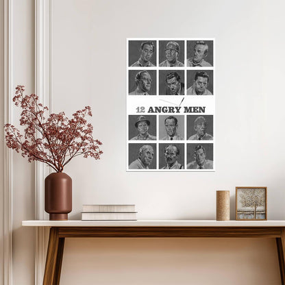 12 Angry Men Poster | Jury Portrait Grid | Black and White Movie Print - Movies & TV Poster