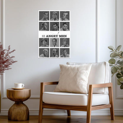 12 Angry Men Poster | Jury Portrait Grid | Black and White Movie Print - Movies & TV Poster