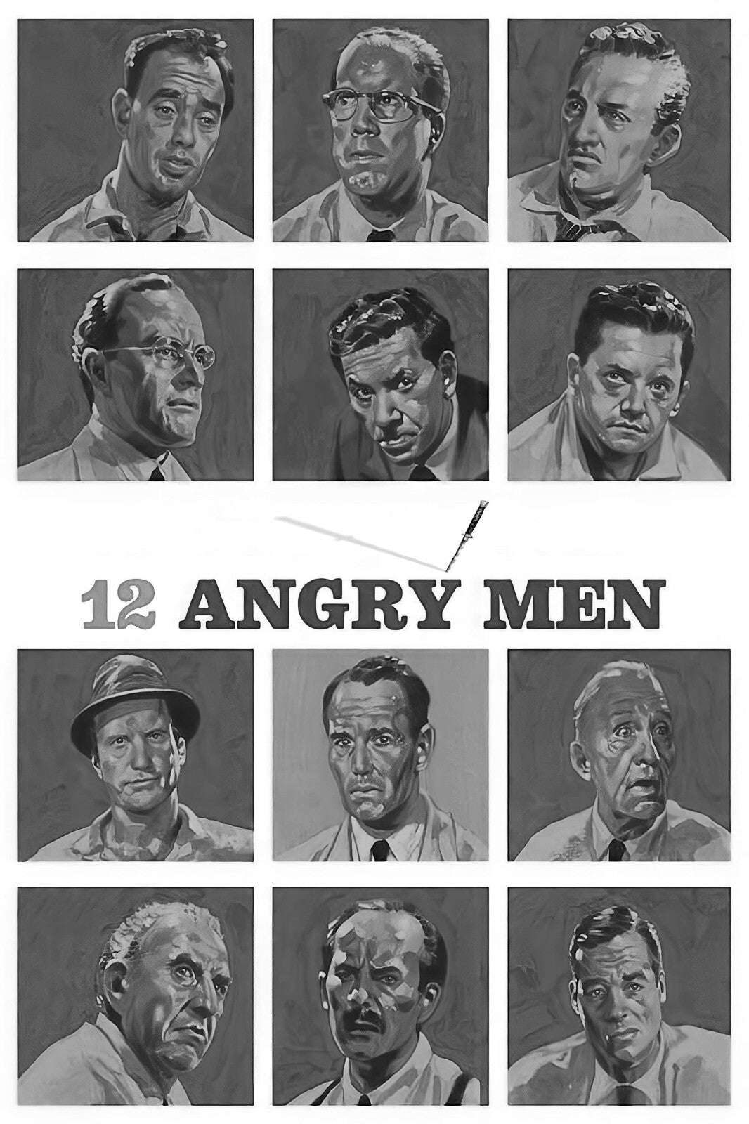 12 Angry Men Poster | Jury Portrait Grid | Black and White Movie Print - Movies & TV Poster