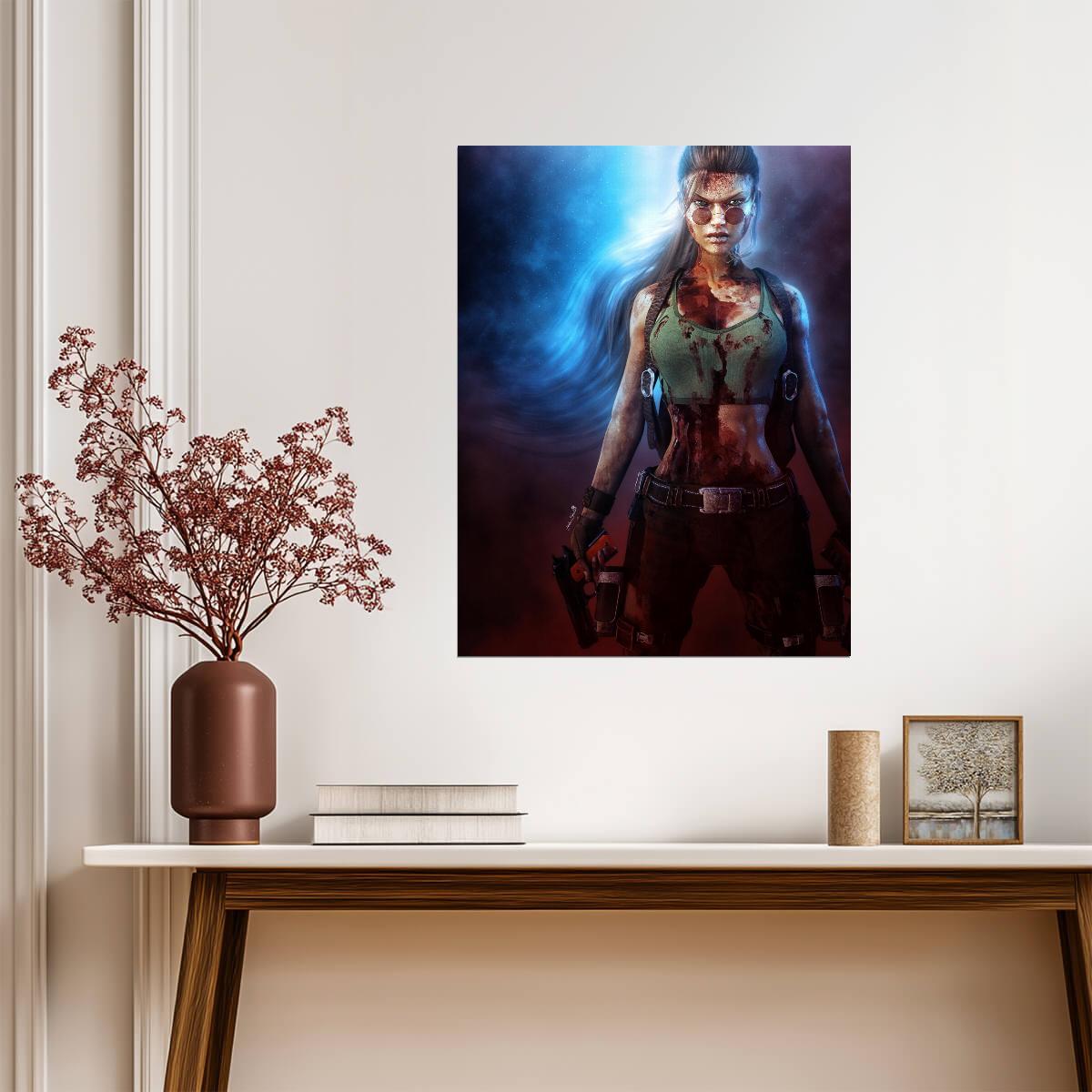Tomb Raider Poster | Zombie Lara Croft with Glowing Eyes - Video Games Poster