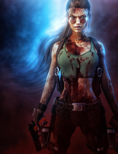 Tomb Raider Poster | Zombie Lara Croft with Glowing Eyes - Video Games Poster