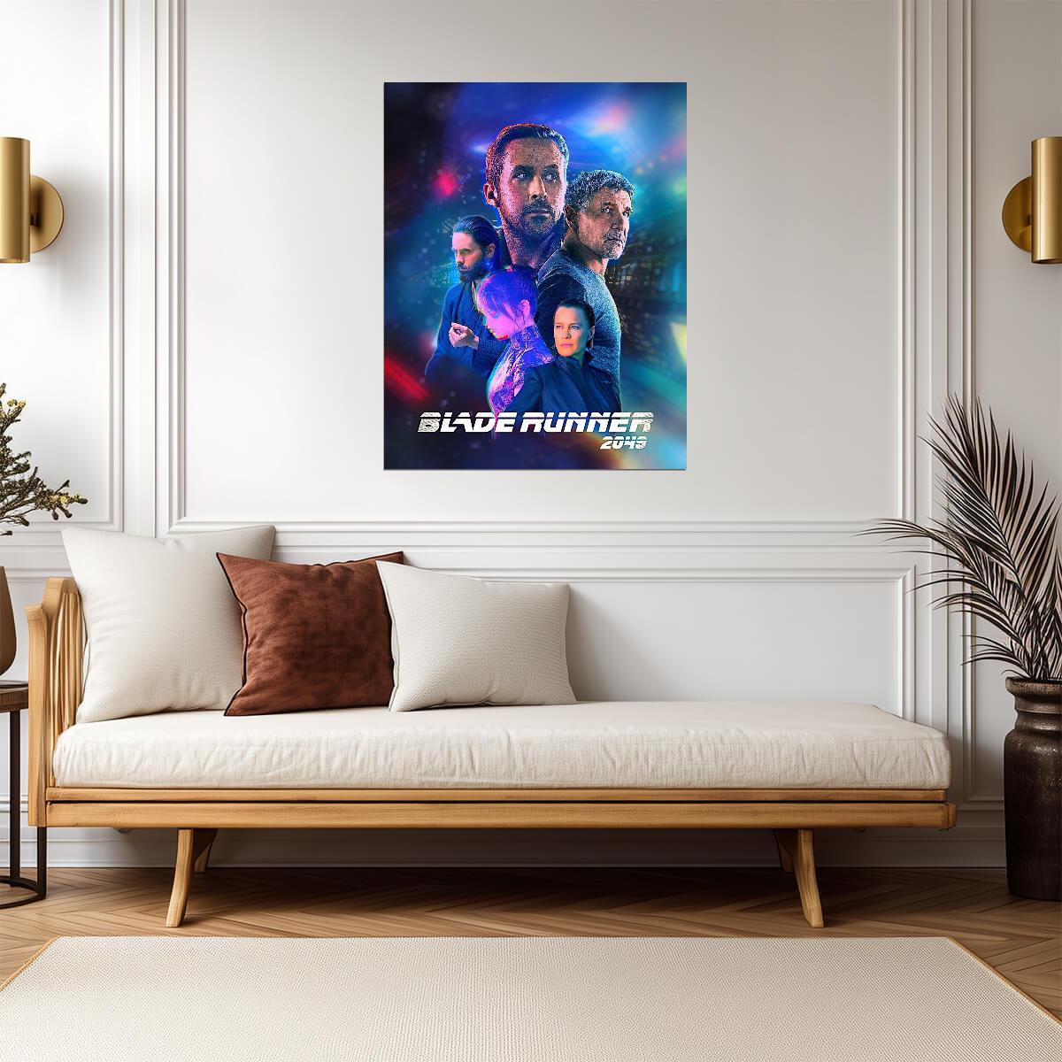 Blade Runner 2049 Movie Poster | Cast Portraits against Colored Light - Movies & TV Poster
