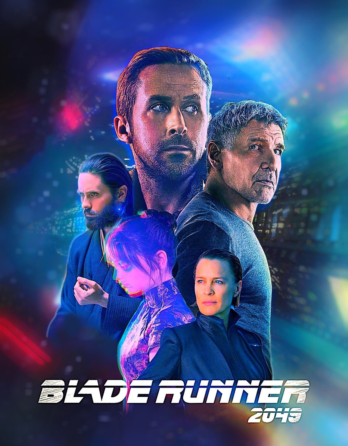 Blade Runner 2049 Movie Poster | Cast Portraits against Colored Light - Movies & TV Poster