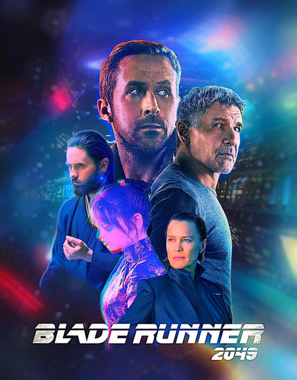 Blade Runner 2049 Movie Poster | Cast Portraits against Colored Light - Movies & TV Poster