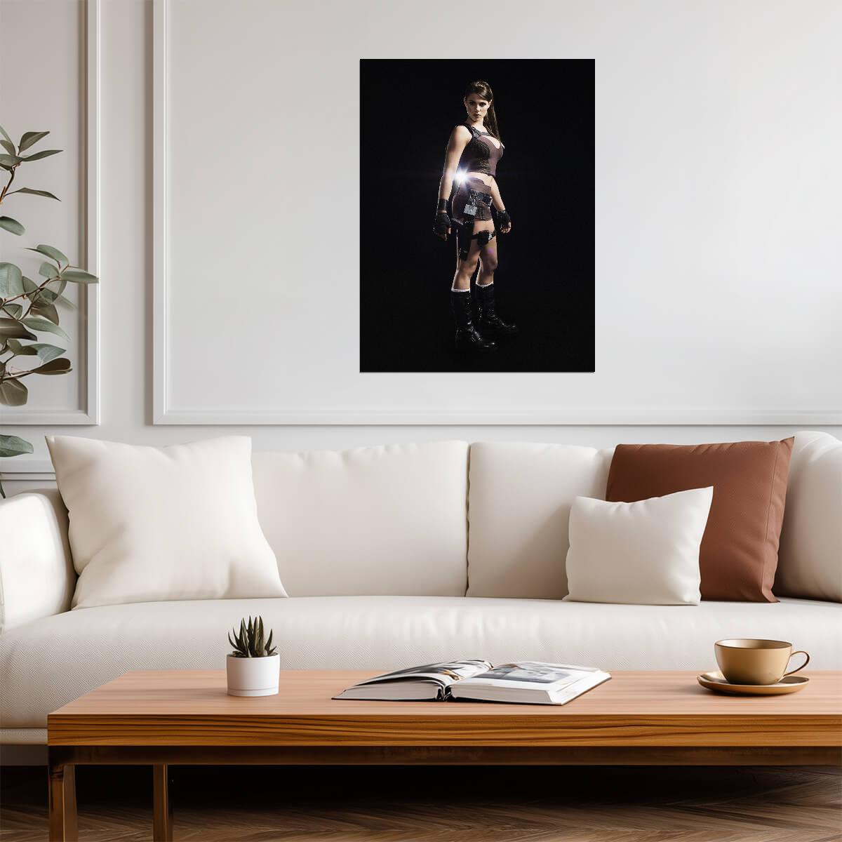 Tomb Raider Poster | Lara Croft in a Black Outfit with a Flashlight - Video Games Poster