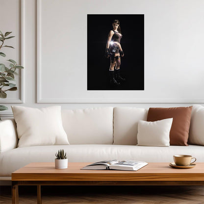 Tomb Raider Poster | Lara Croft in a Black Outfit with a Flashlight - Video Games Poster