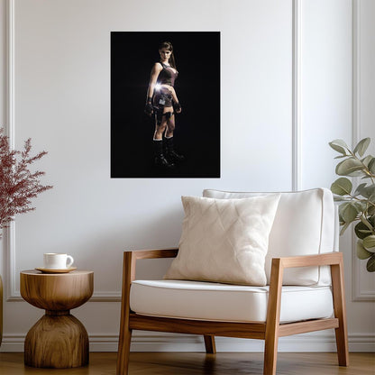 Tomb Raider Poster | Lara Croft in a Black Outfit with a Flashlight - Video Games Poster
