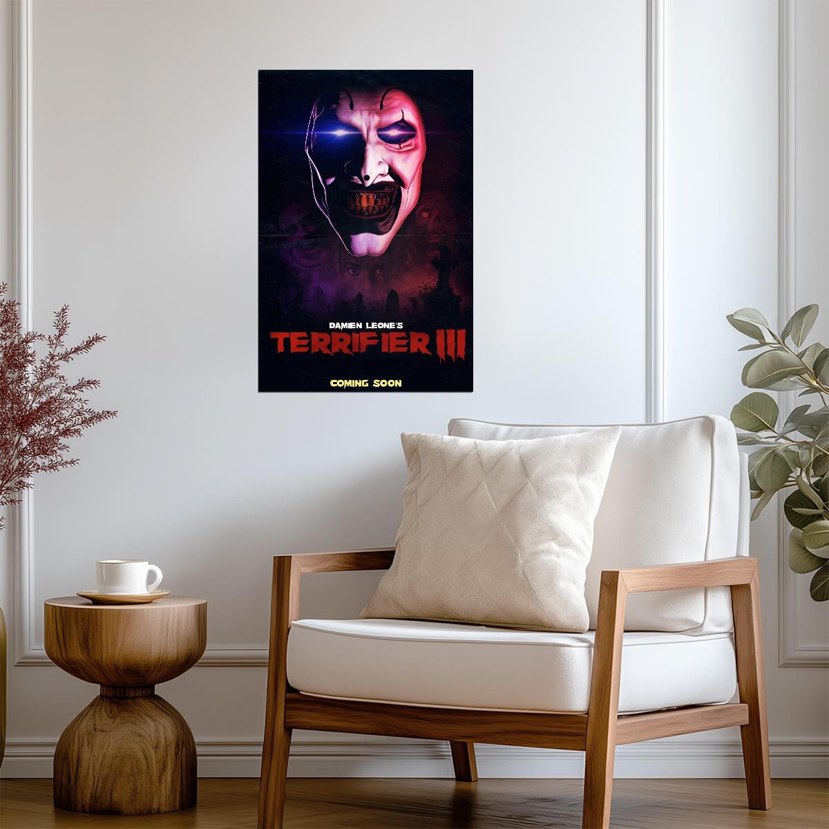 Terrifier 3 Movie Poster | Art the Clown with a Glowing Eye - Movies & TV Poster