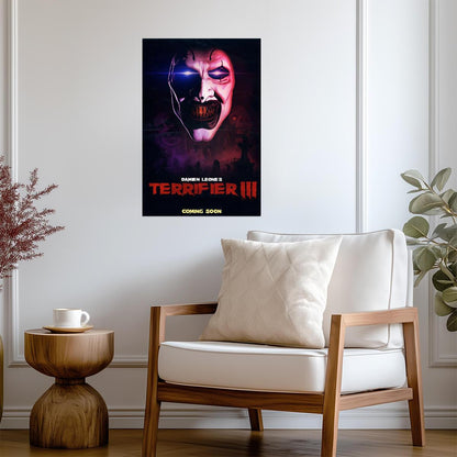 Terrifier 3 Movie Poster | Art the Clown with a Glowing Eye - Movies & TV Poster