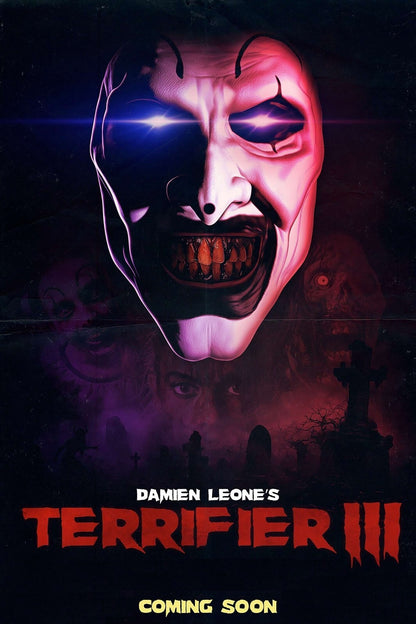Terrifier 3 Movie Poster | Art the Clown with a Glowing Eye - Movies & TV Poster