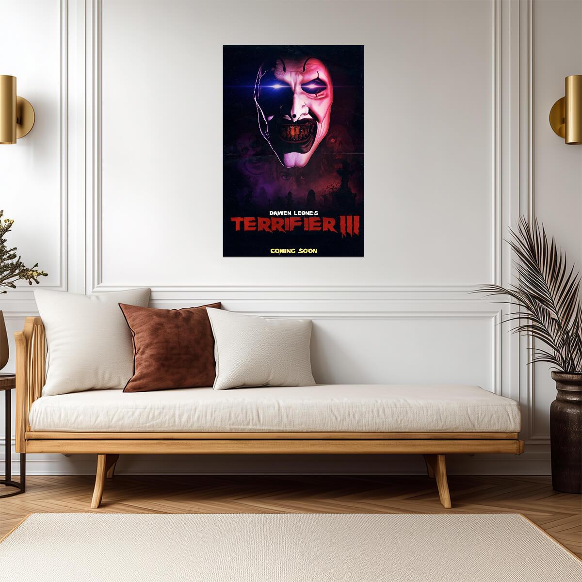 Terrifier 3 Movie Poster | Art the Clown with a Glowing Eye - Movies & TV Poster
