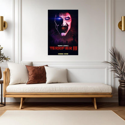 Terrifier 3 Movie Poster | Art the Clown with a Glowing Eye - Movies & TV Poster