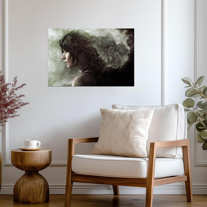 Rise of the Tomb Raider Poster | Lara Croft in Profile | Forest Double Exposure Art - Video Games Poster