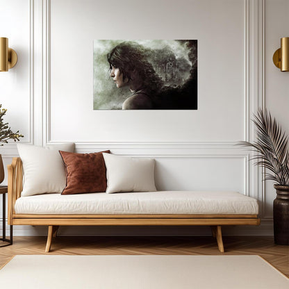 Rise of the Tomb Raider Poster | Lara Croft in Profile | Forest Double Exposure Art - Video Games Poster