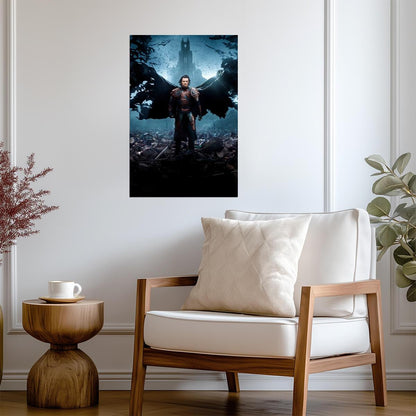 Dracula Untold Movie Poster | Vlad in Armor Before a Ruined Castle - Movies & TV Poster