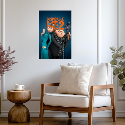 Despicable Me 2 Movie Poster | Gru and Lucy on Blue - Movies & TV Poster