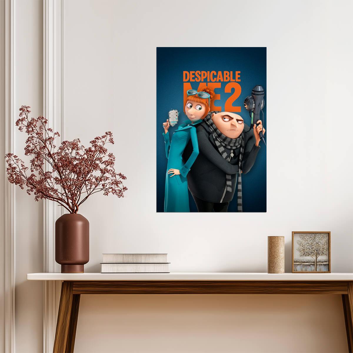 Despicable Me 2 Movie Poster | Gru and Lucy on Blue - Movies & TV Poster