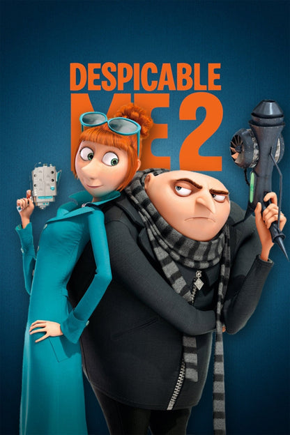 Despicable Me 2 Movie Poster | Gru and Lucy on Blue - Movies & TV Poster