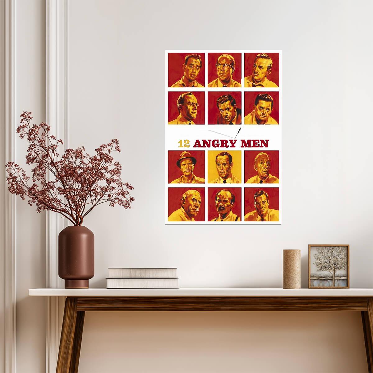 12 Angry Men Poster | Jury Portrait Grid | Red and Gold Movie Print - Movies & TV Poster