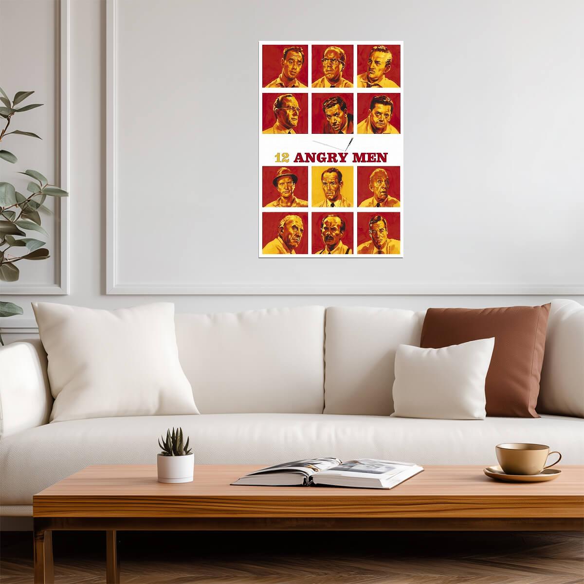 12 Angry Men Poster | Jury Portrait Grid | Red and Gold Movie Print - Movies & TV Poster