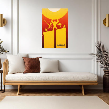 Incredibles 2 Movie Poster | Yellow Silhouette Graphic - Movies & TV Poster