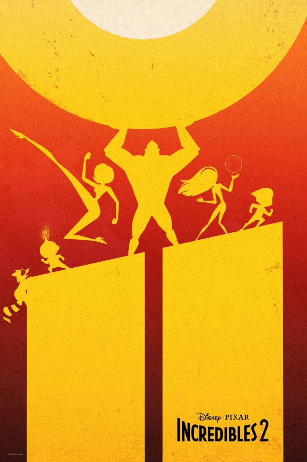 Incredibles 2 Movie Poster | Yellow Silhouette Graphic - Movies & TV Poster