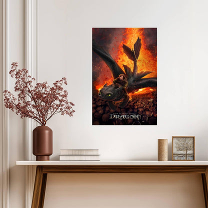 How to Train Your Dragon 2025 Movie Poster | Escape through Fire - Movies & TV Poster