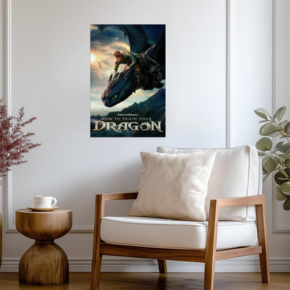 How to Train Your Dragon 2025 Movie Poster | Hiccup Leaning over Toothless - Movies & TV Poster