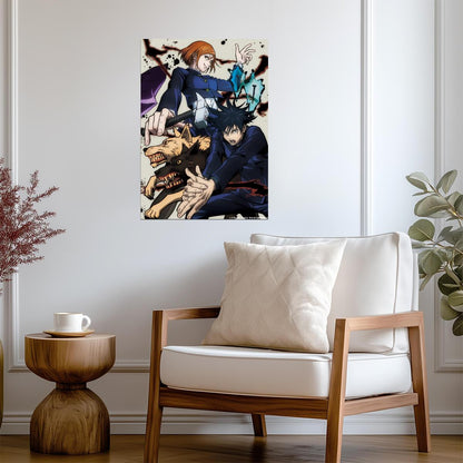 Jujutsu Kaisen Poster | Yuji, Megumi and Nobara | Divine Dogs Illustration - Anime Poster