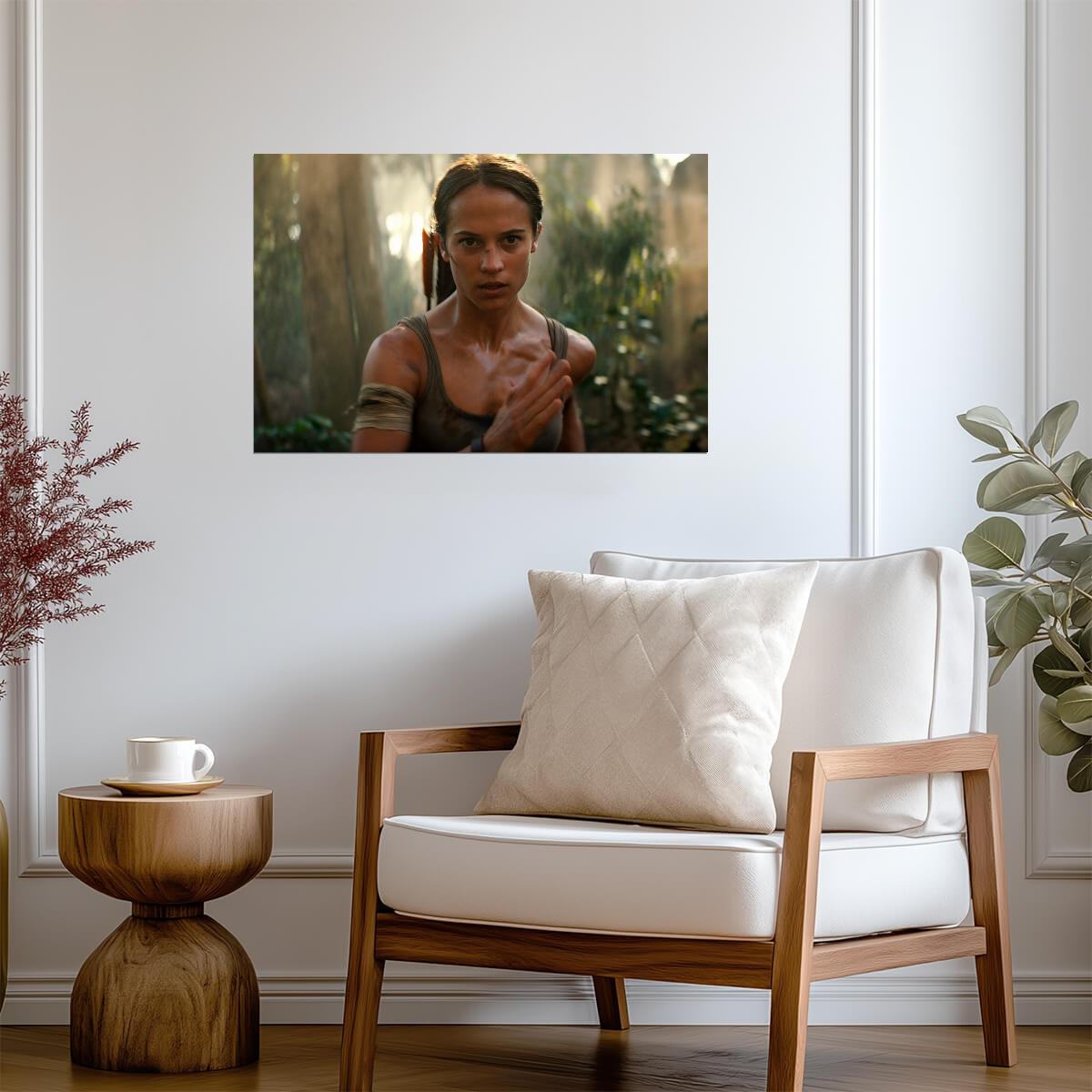 Tomb Raider 2018 Movie Poster | Alicia Vikander as Lara Croft Running Through the Jungle - Movies & TV Poster
