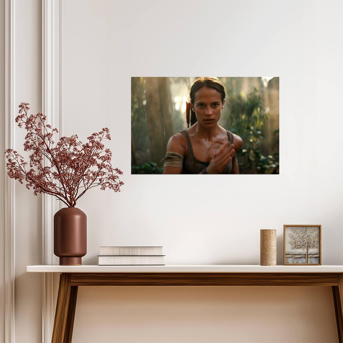 Tomb Raider 2018 Movie Poster | Alicia Vikander as Lara Croft Running Through the Jungle - Movies & TV Poster