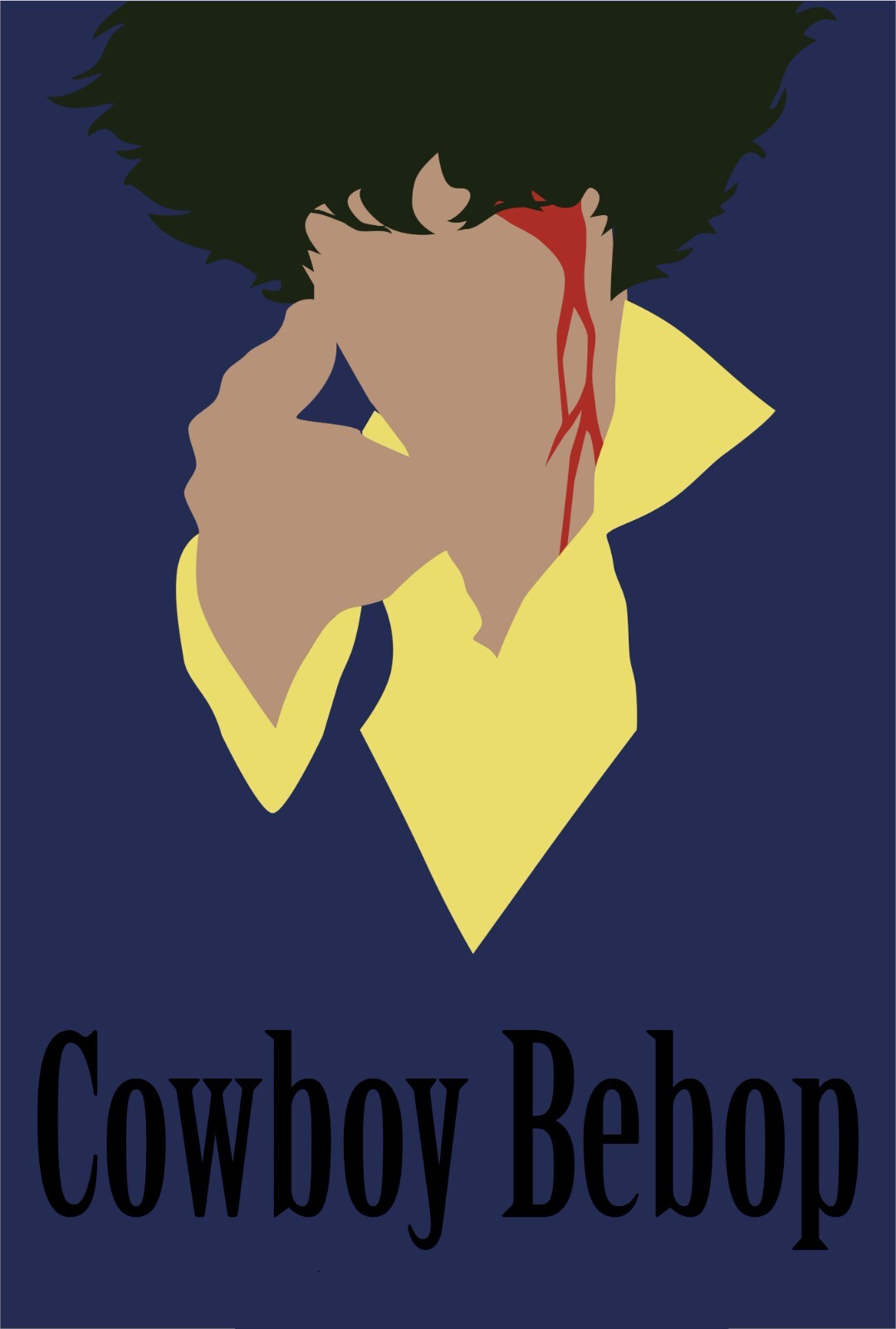 Cowboy Bebop Poster | Spike Spiegel Smoking | Minimalist Blue Portrait - Anime Poster