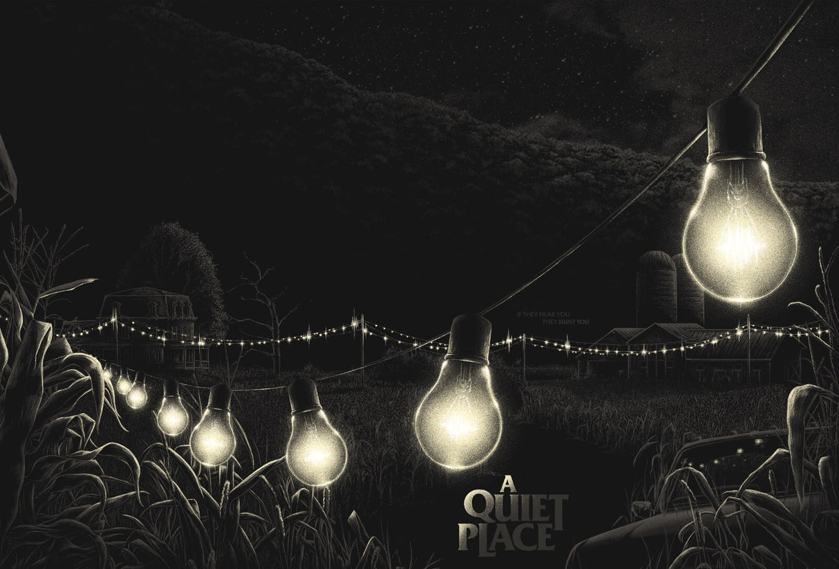 A Quiet Place Poster | Light Bulbs over the Cornfield Illustration - Movies & TV Poster