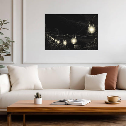A Quiet Place Poster | Light Bulbs over the Cornfield Illustration - Movies & TV Poster
