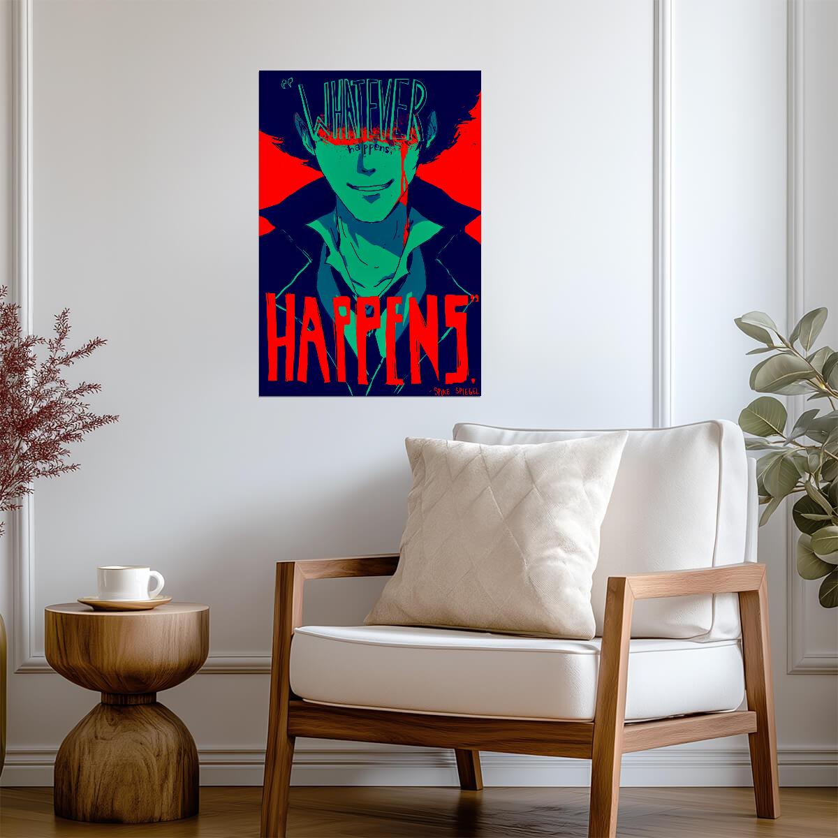 Cowboy Bebop Poster | Spike Spiegel | Whatever Happens Happens Quote - Anime Poster