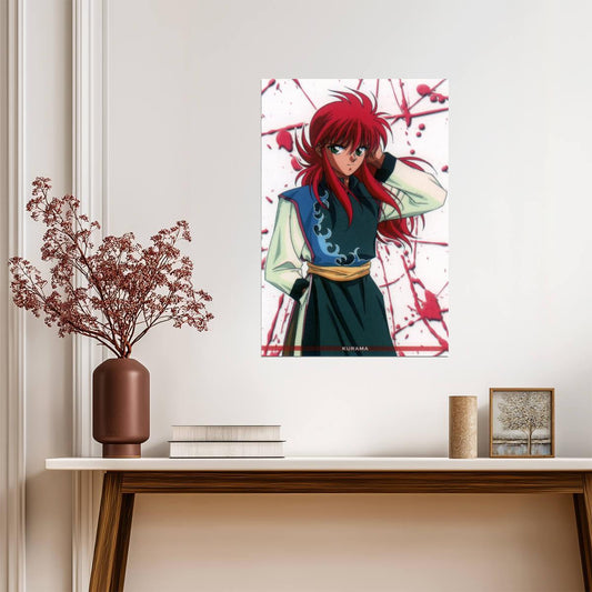 Yu Yu Hakusho Poster | Kurama with Red Petals - Anime Poster