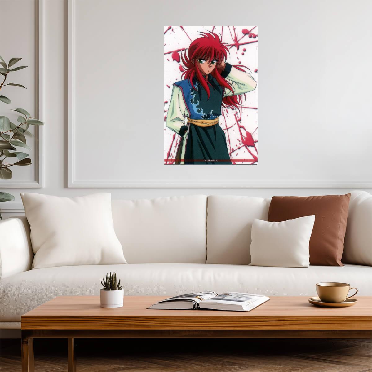 Yu Yu Hakusho Poster | Kurama with Red Petals - Anime Poster