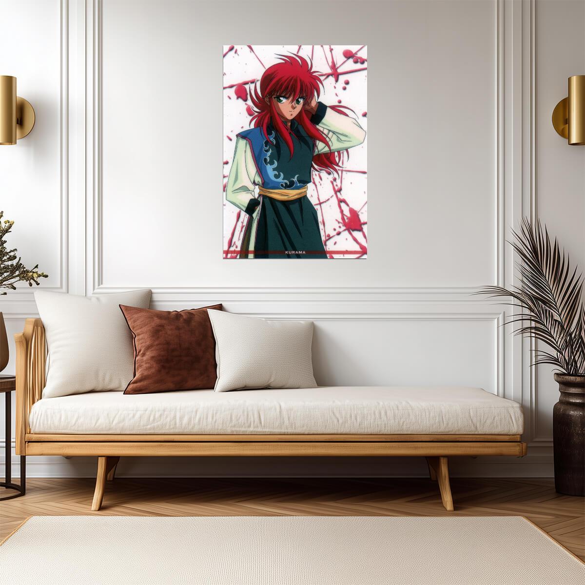 Yu Yu Hakusho Poster | Kurama with Red Petals - Anime Poster