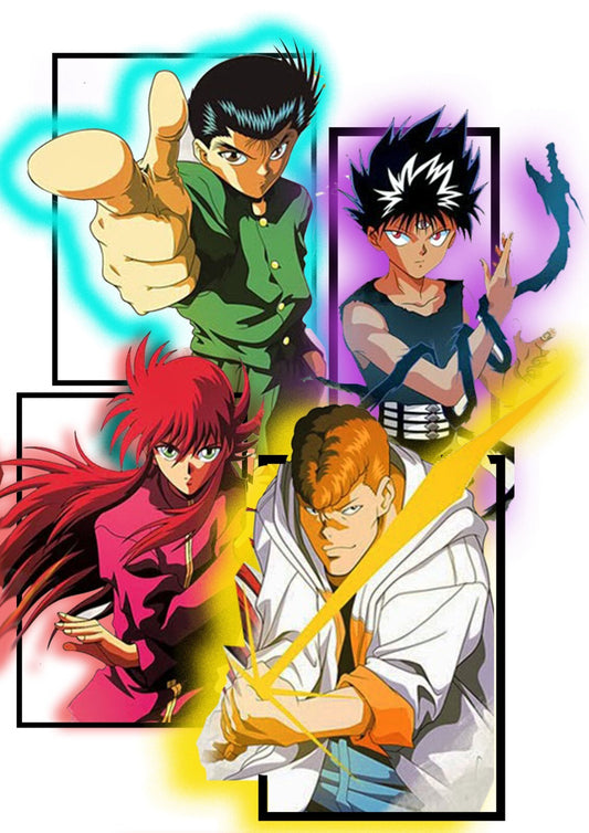 Yu Yu Hakusho Poster | Yusuke, Hiei, Kurama and Kuwabara | Four Panel Art - Anime Poster