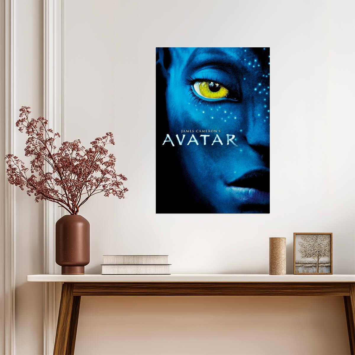 Avatar 2009 Movie Poster | Blue Na'vi Eye Close-Up with Film Title - Movies & TV Poster