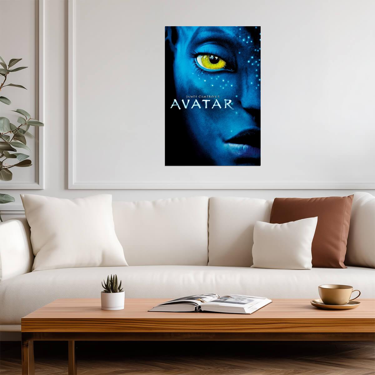 Avatar 2009 Movie Poster | Blue Na'vi Eye Close-Up with Film Title - Movies & TV Poster