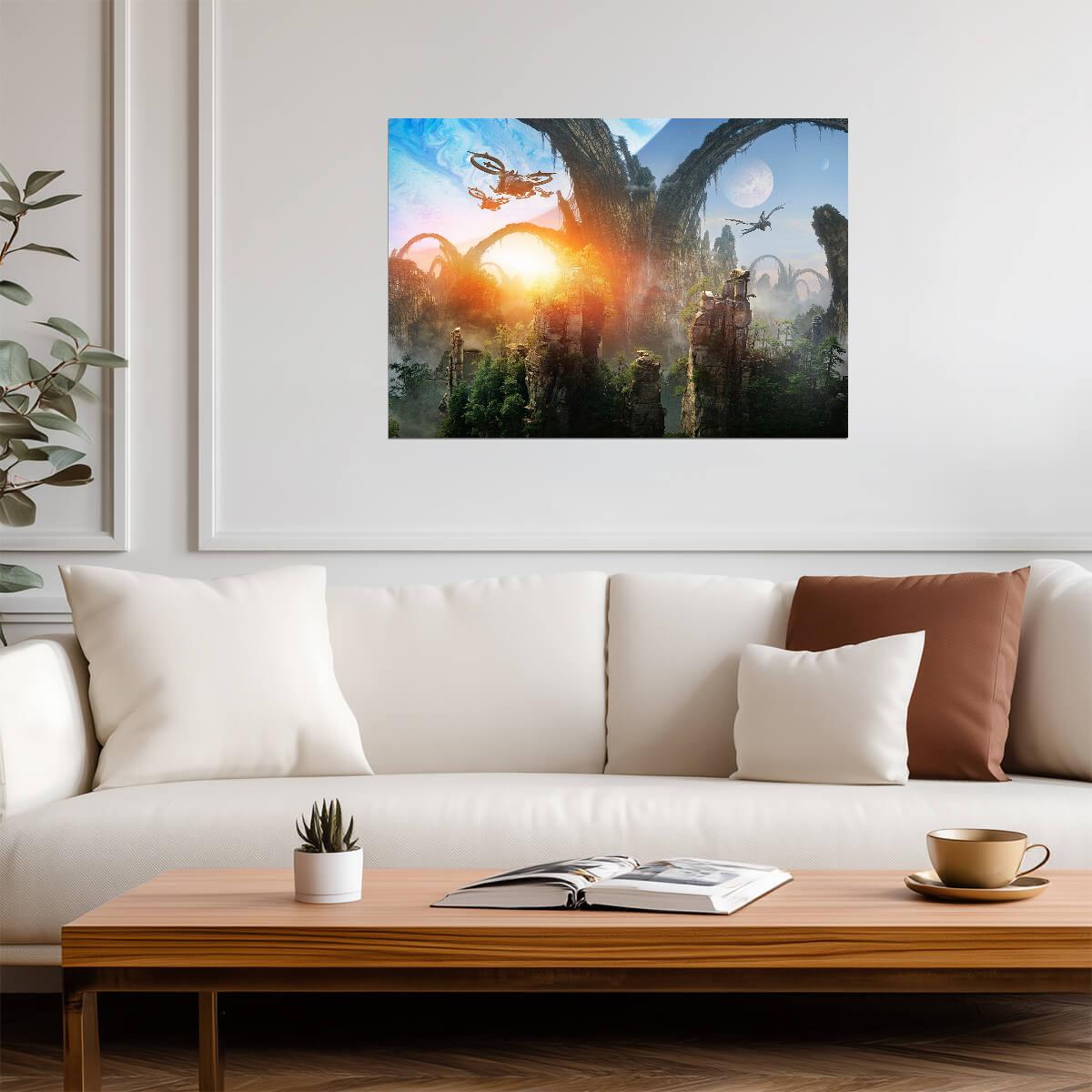 Avatar 2009 Movie Poster | Sunset over the Floating Mountains - Movies & TV Poster