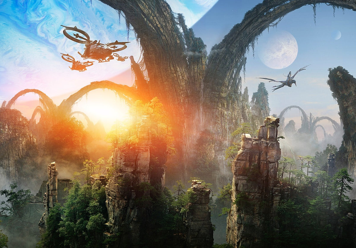Avatar 2009 Movie Poster | Sunset over the Floating Mountains - Movies & TV Poster