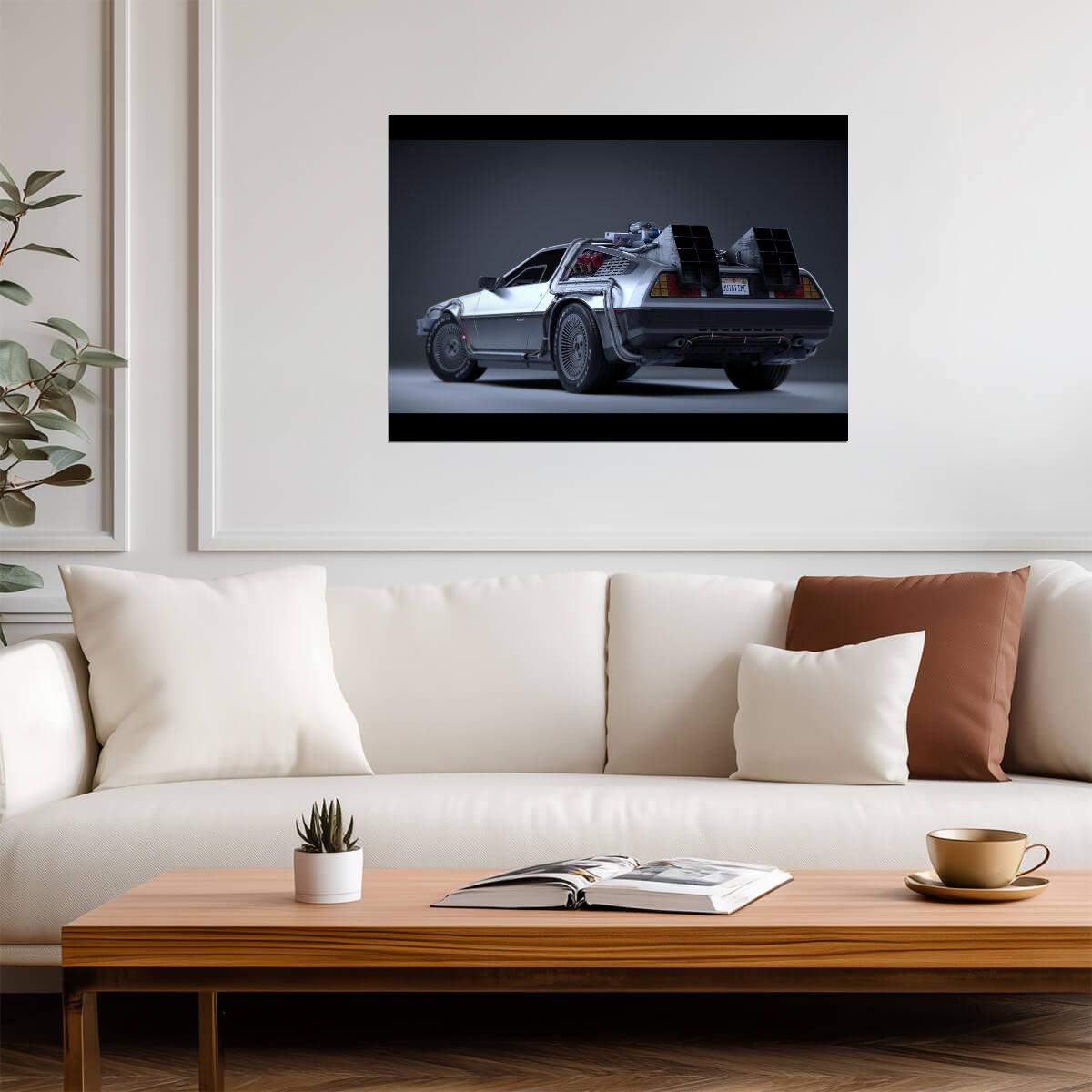 Back to the Future Movie Poster | DeLorean Rear Three-Quarter View - Movies & TV Poster