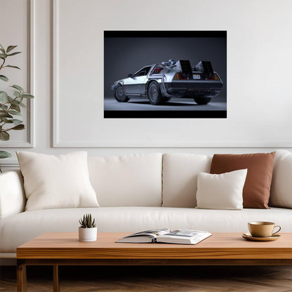 Back to the Future Movie Poster | DeLorean Rear Three-Quarter View - Movies & TV Poster