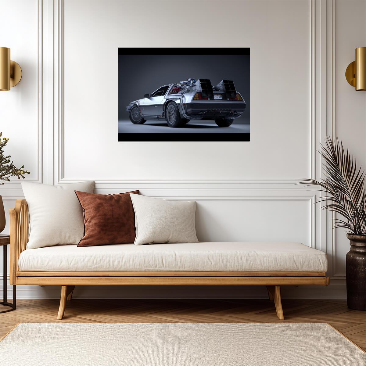 Back to the Future Movie Poster | DeLorean Rear Three-Quarter View - Movies & TV Poster