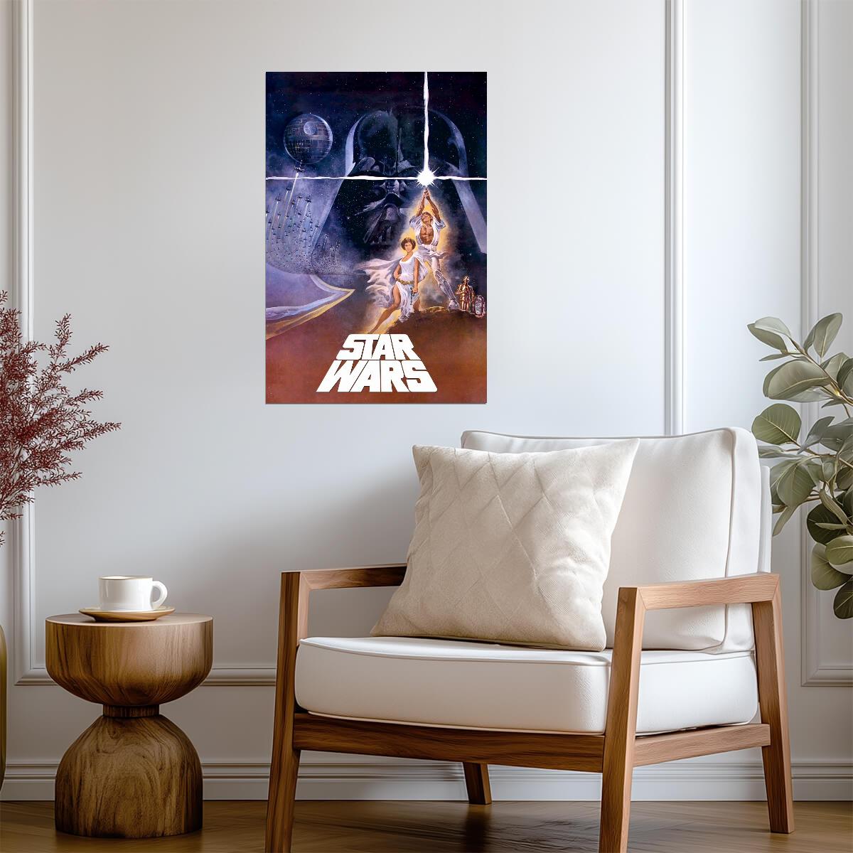 Star Wars A New Hope Movie Poster | Darth Vader over Luke and Leia - Movies & TV Poster