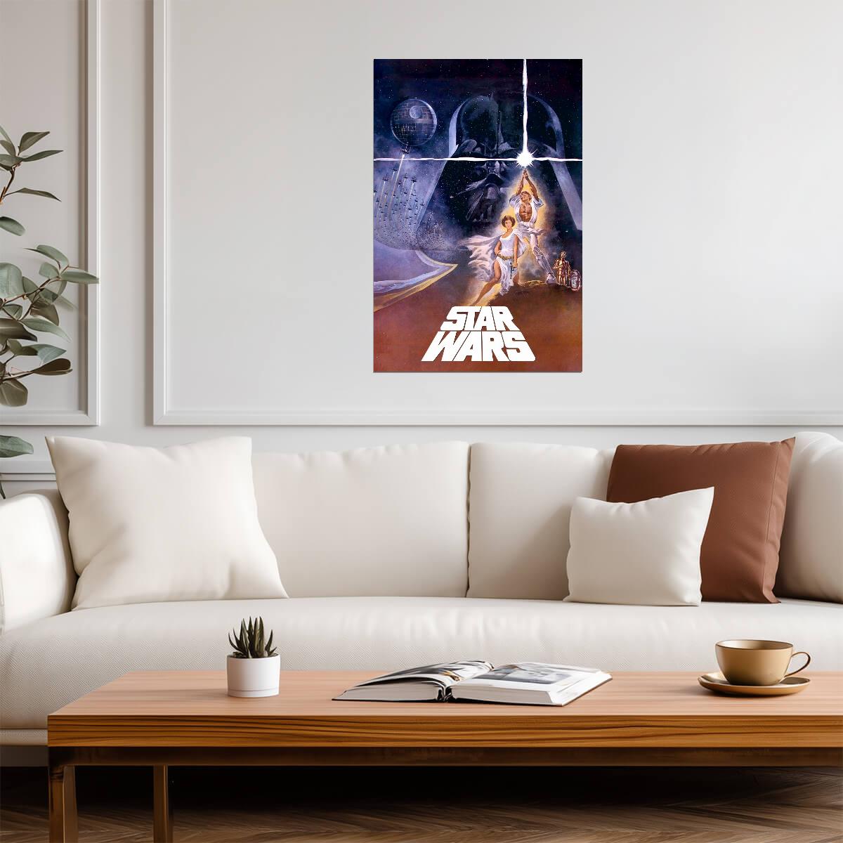 Star Wars A New Hope Movie Poster | Darth Vader over Luke and Leia - Movies & TV Poster