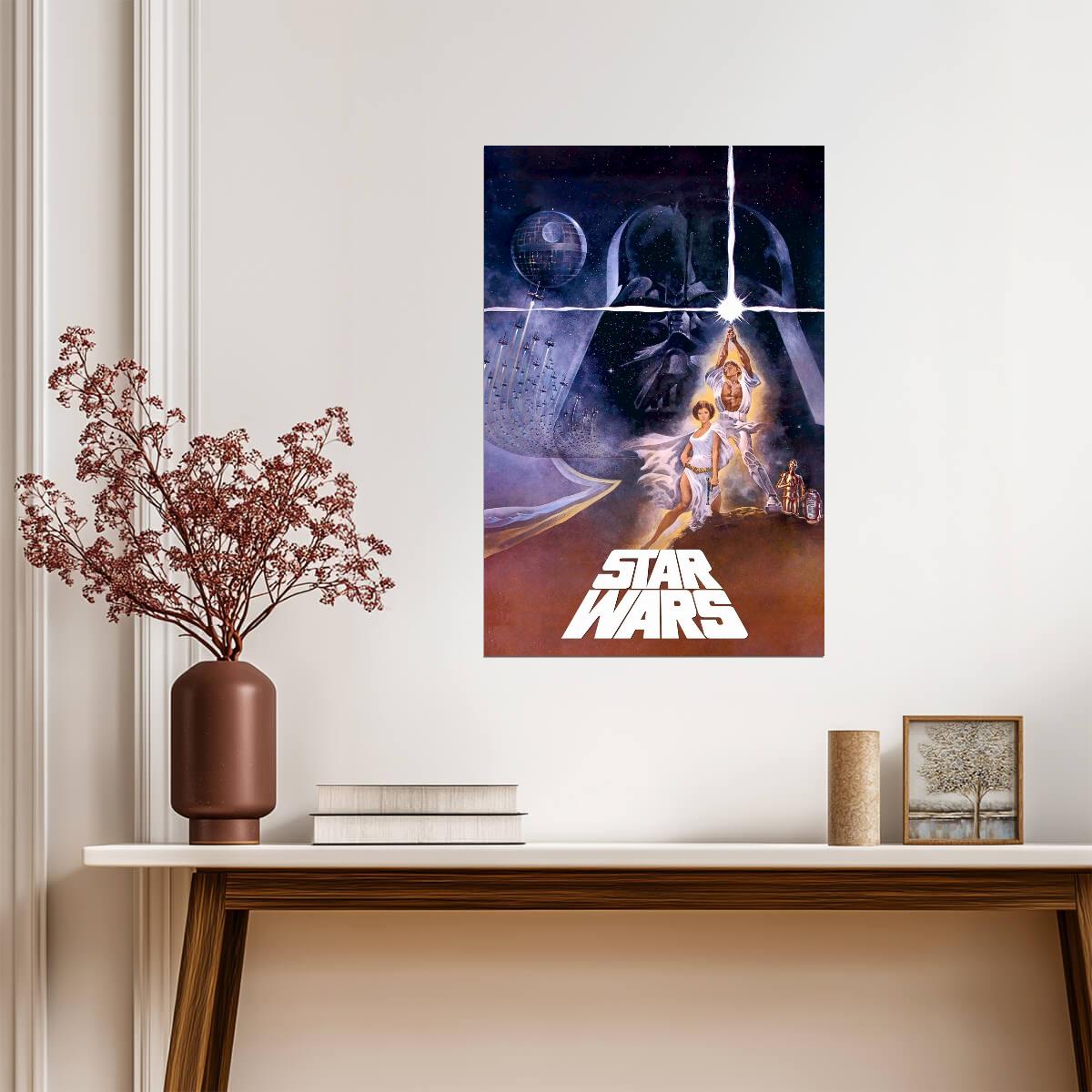Star Wars A New Hope Movie Poster | Darth Vader over Luke and Leia - Movies & TV Poster