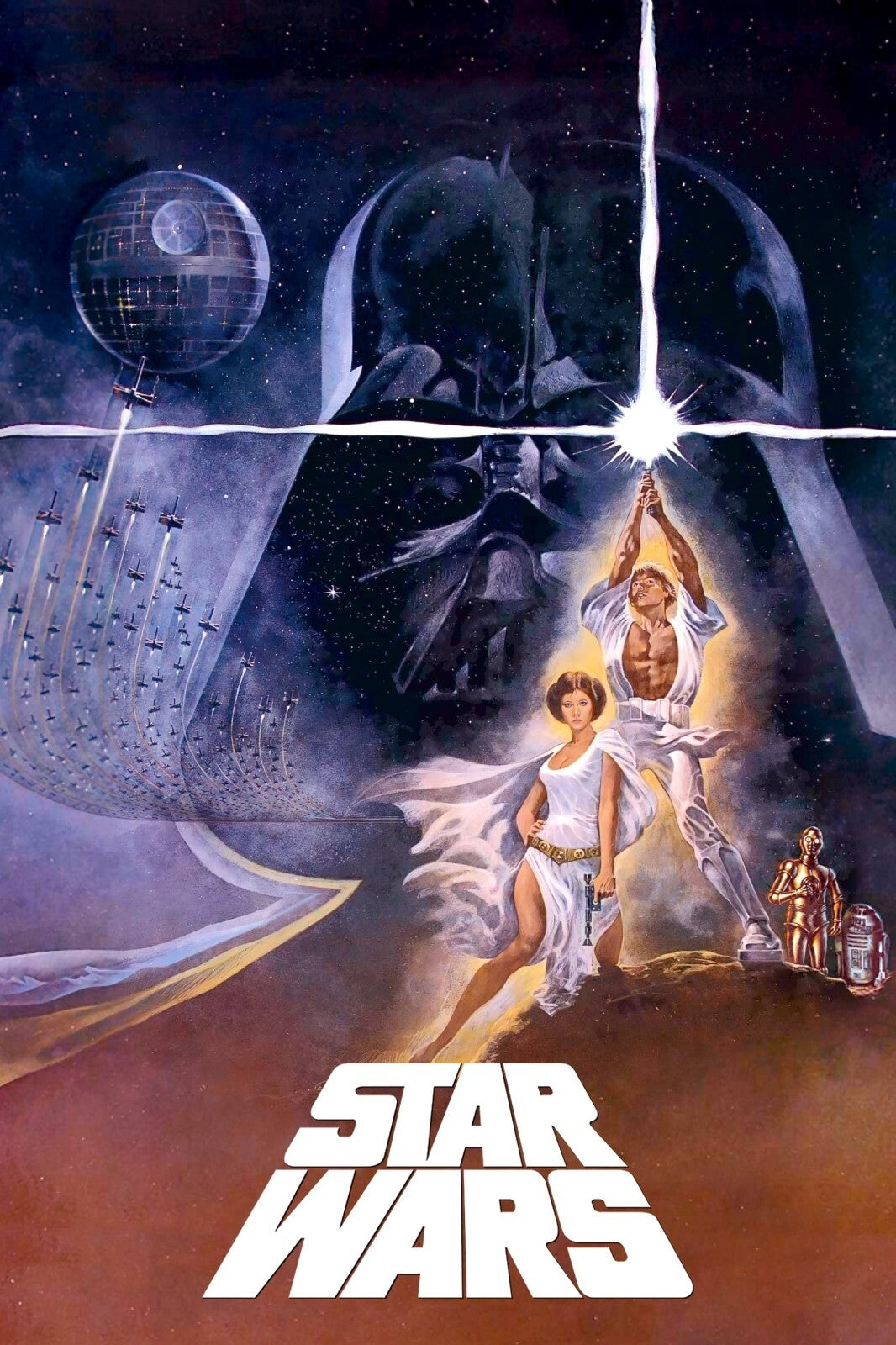 Star Wars A New Hope Movie Poster | Darth Vader over Luke and Leia - Movies & TV Poster